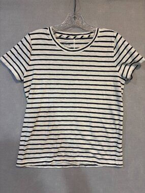 J.Crew Girlfriend Tee Striped Navy Ivory 100% Cotton Size S